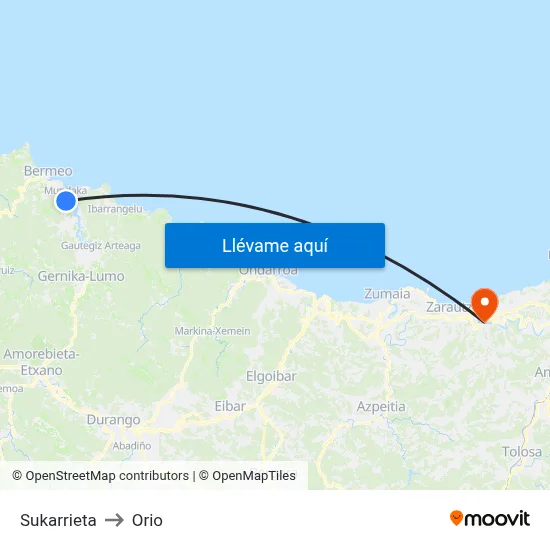 Sukarrieta to Orio map