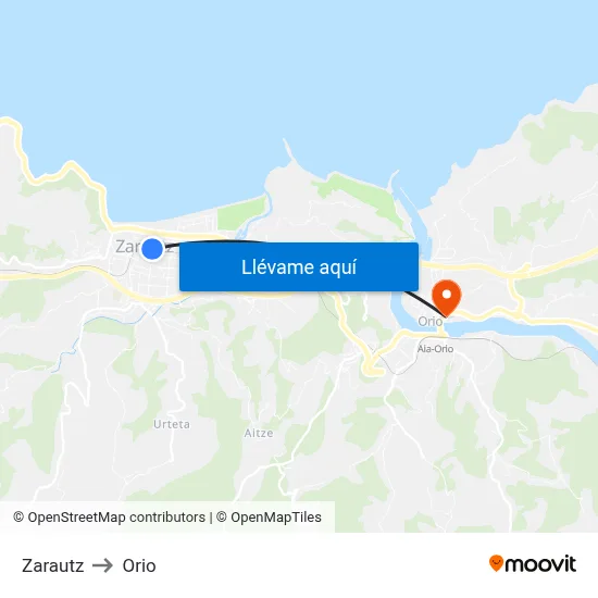 Zarautz to Orio map