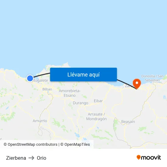 Zierbena to Orio map