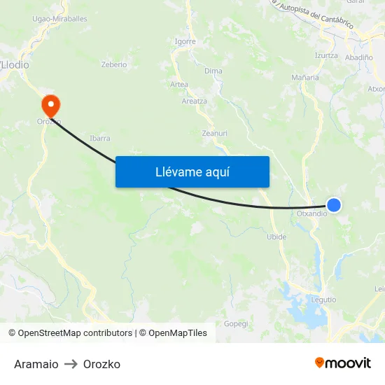 Aramaio to Orozko map
