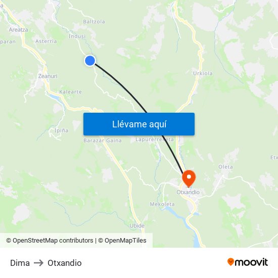 Dima to Otxandio map