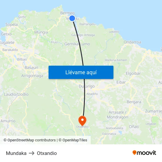 Mundaka to Otxandio map
