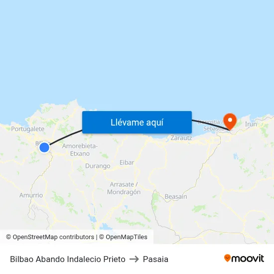 Bilbao Abando Indalecio Prieto to Pasaia map