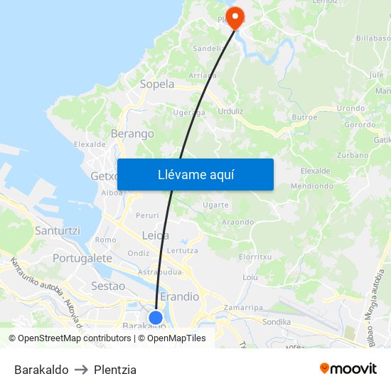 Barakaldo to Plentzia map