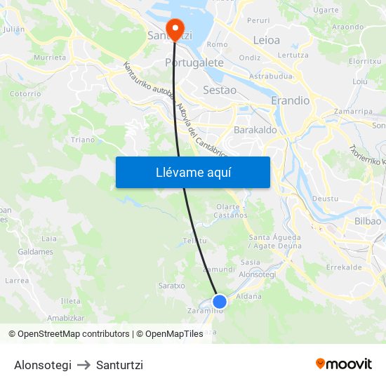 Alonsotegi to Santurtzi map