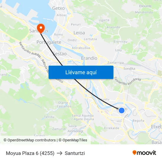 Moyua Plaza 6 (4255) to Santurtzi map