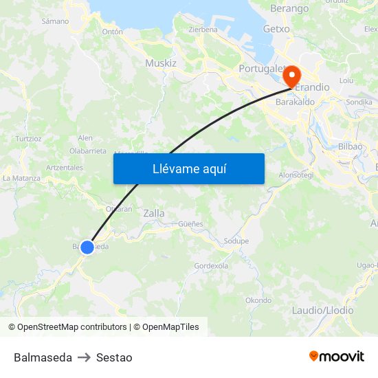 Balmaseda to Sestao map