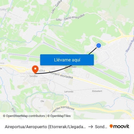 Aireportua/Aeropuerto (Etorrerak/Llegadas) (1003) to Sondika map