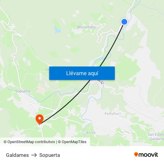 Galdames to Sopuerta map