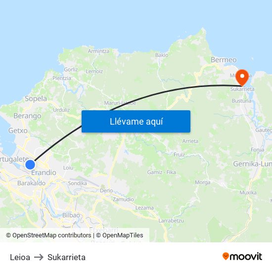 Leioa to Sukarrieta map