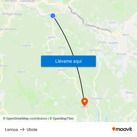 Lemoa to Ubide map