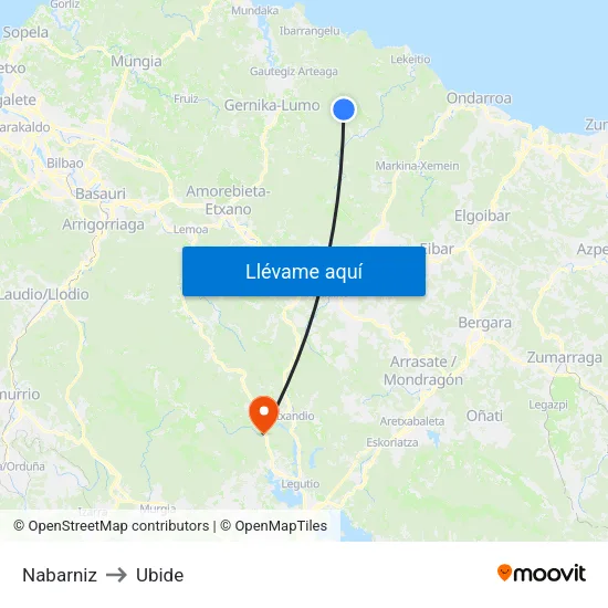 Nabarniz to Ubide map