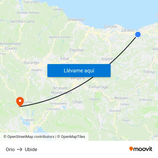 Orio to Ubide map