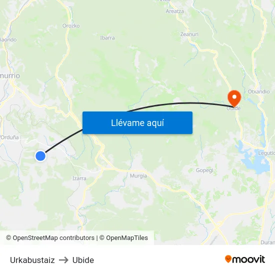 Urkabustaiz to Ubide map