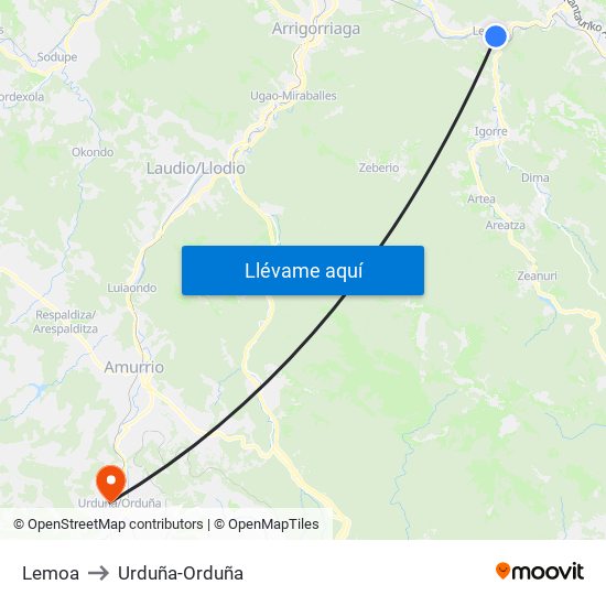 Lemoa to Urduña-Orduña map