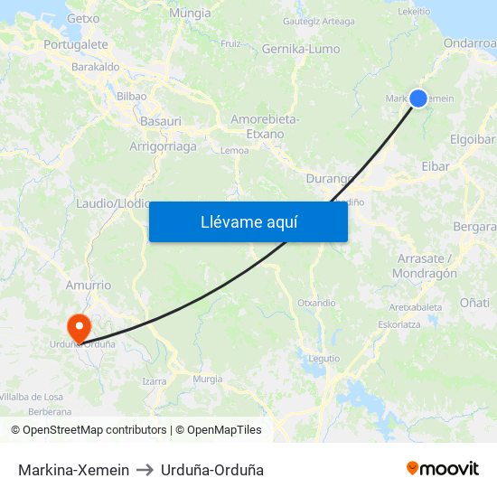Markina-Xemein to Urduña-Orduña map