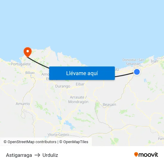 Astigarraga to Urduliz map