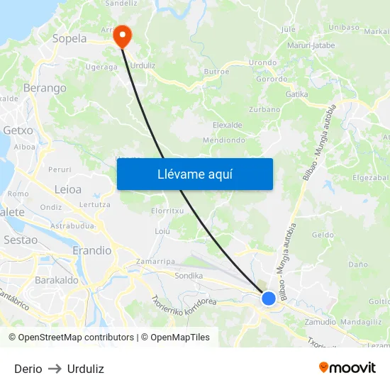 Derio to Urduliz map