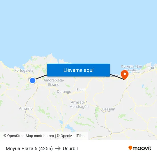 Moyua Plaza 6 (4255) to Usurbil map