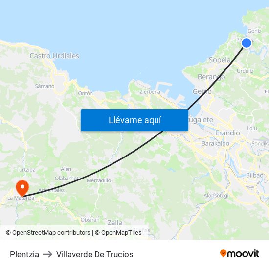 Plentzia to Villaverde De Trucíos map