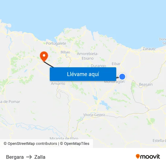 Bergara to Zalla map