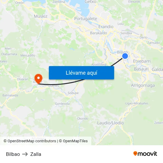Bilbao to Zalla map