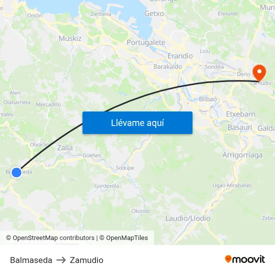 Balmaseda to Zamudio map