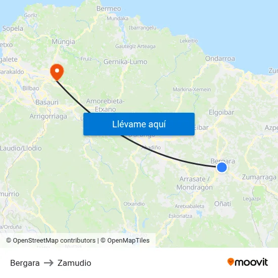 Bergara to Zamudio map
