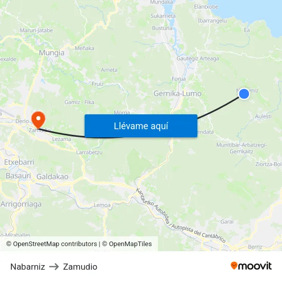 Nabarniz to Zamudio map