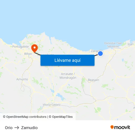 Orio to Zamudio map