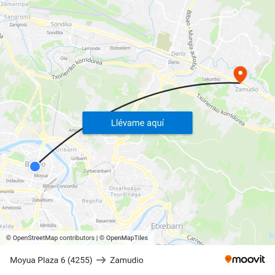 Moyua Plaza 6 (4255) to Zamudio map