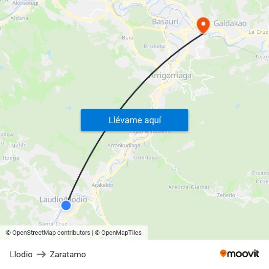 Llodio to Zaratamo map