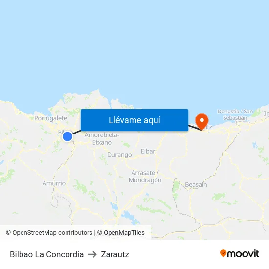 Bilbao La Concordia to Zarautz map