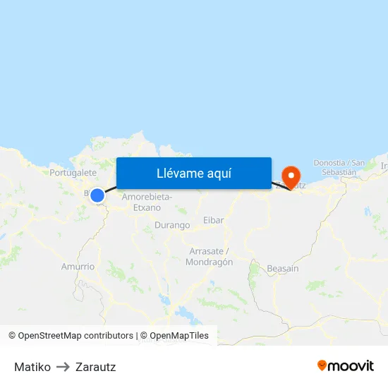 Matiko to Zarautz map