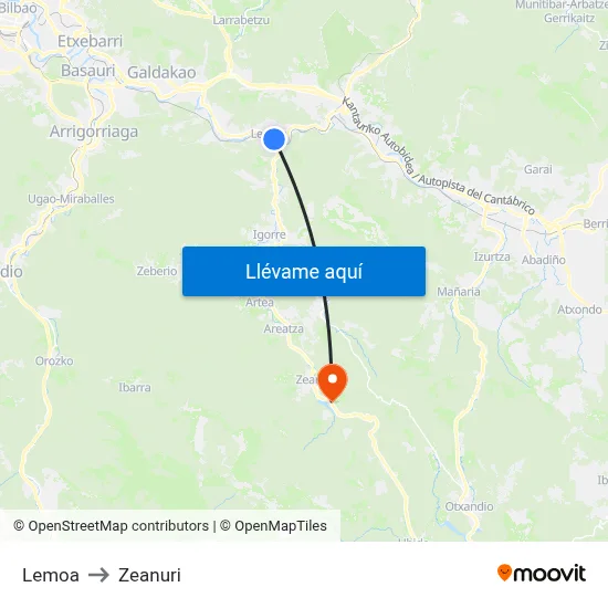 Lemoa to Zeanuri map