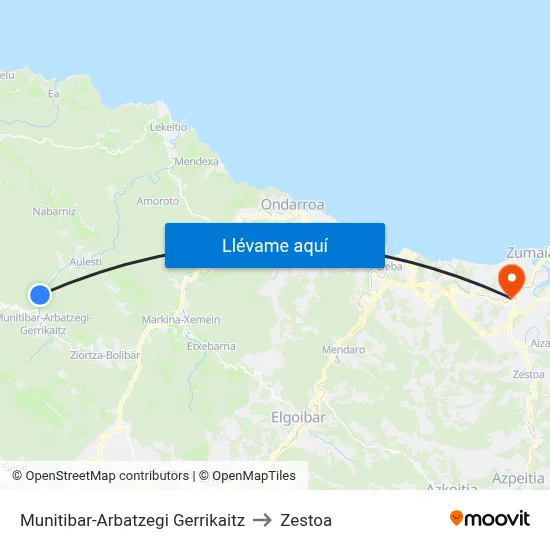 Munitibar-Arbatzegi Gerrikaitz to Zestoa map