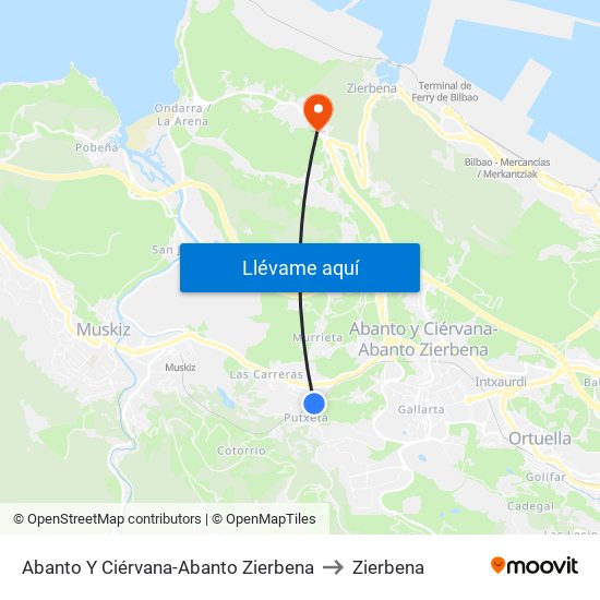Abanto Y Ciérvana-Abanto Zierbena to Zierbena map