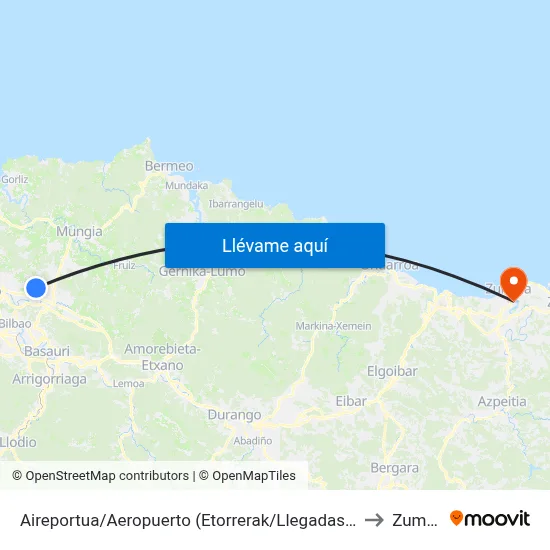 Aireportua/Aeropuerto (Etorrerak/Llegadas) (1003) to Zumaia map