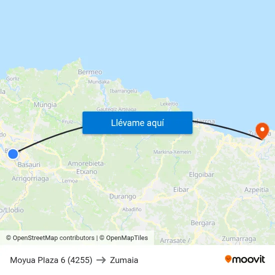 Moyua Plaza 6 (4255) to Zumaia map