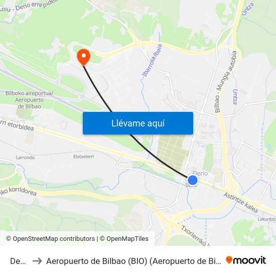 Derio to Aeropuerto de Bilbao (BIO) (Aeropuerto de Bilbao) map