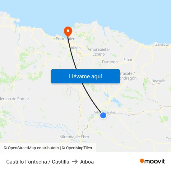 Castillo Fontecha / Castilla to Aiboa map