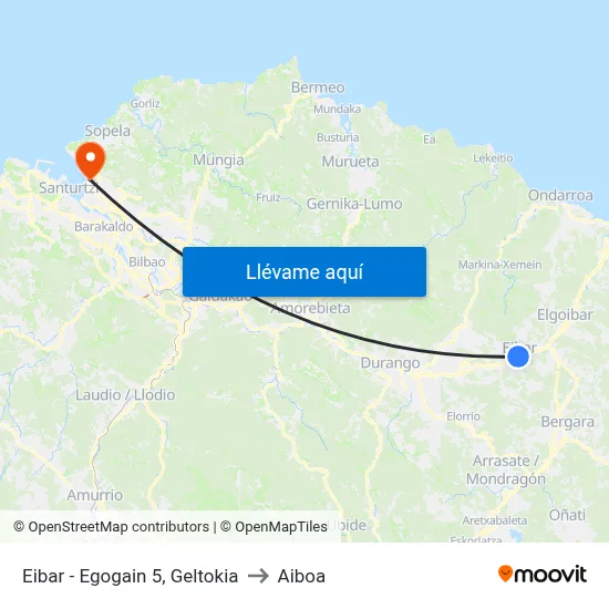 Eibar - Egogain 5, Geltokia to Aiboa map
