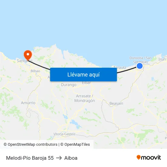 Melodi-Pío Baroja 55 to Aiboa map