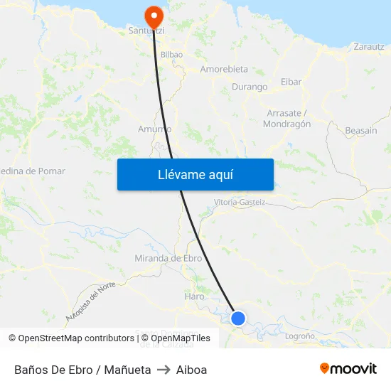 Baños De Ebro / Mañueta to Aiboa map
