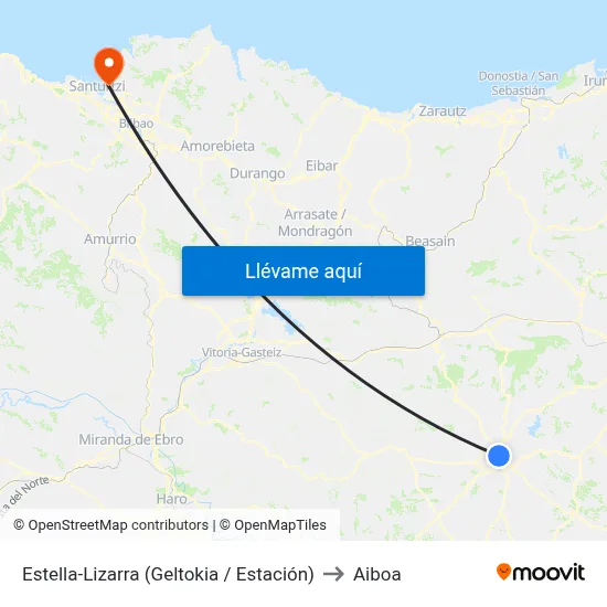 Estella-Lizarra (Geltokia / Estación) to Aiboa map