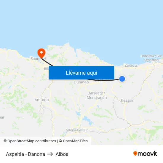 Azpeitia - Danona to Aiboa map