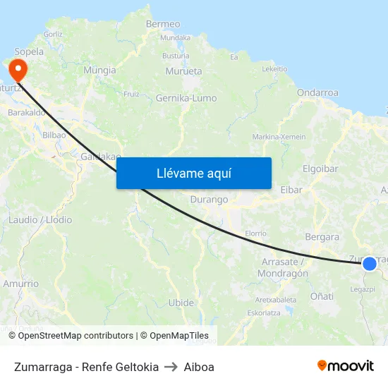 Zumarraga - Renfe Geltokia to Aiboa map