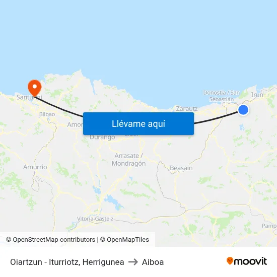 Oiartzun - Iturriotz, Herrigunea to Aiboa map