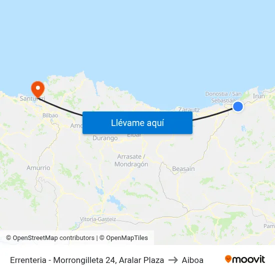 Errenteria - Morrongilleta 24, Aralar Plaza to Aiboa map