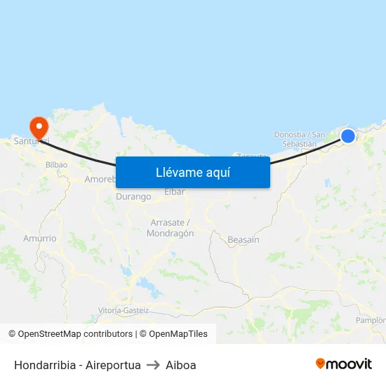 Hondarribia - Aireportua to Aiboa map